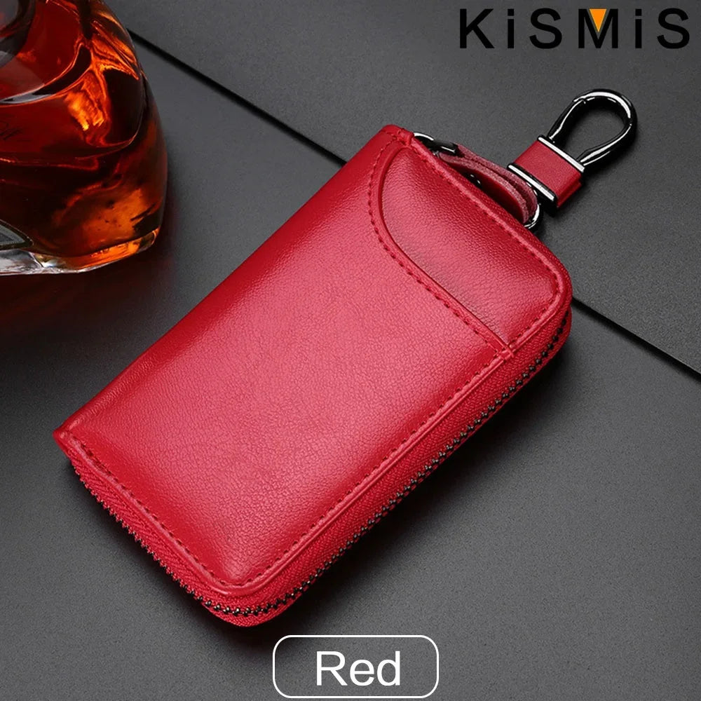 Genuine Leather Keychain Organizer – Unisex Key Bag, Multifunction Wallet & Car Key Holder Pouch