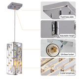 Modern Crystal Pendant Light – 3 Pack Adjustable Hanging Ceiling Lamps with Crystal Prism Design & Chrome Finish