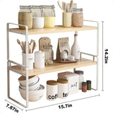 Wood Office Desk Shelf Organizer – 2-Tier Desktop Storage Rack & Cubicle Decor