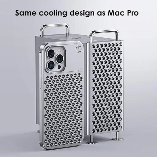 Aluminum Alloy Cooling Hollow Metal Case – Aromatherapy Shockproof Rimless Cover for iPhone 12/13/14/15 Pro Max & Plus