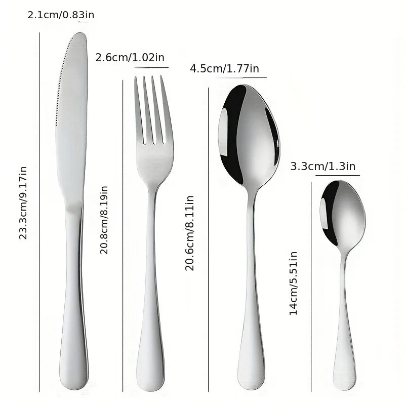 24-Piece Stainless Steel Cutlery Set – Premium Flatware Service for 6 | Knives, Forks & Spoons