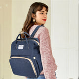Foldable Bed Diaper Bag with Changing Station, Insulated Pocket & Large-Capacity Double-Shoulder Mommy Bag