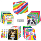 30-Count Funny Birthday Card Assortment – Recycled Paper Greeting Cards with Envelopes, Seals & Storage Box