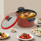 Red Stainless Steel Micro Pressure Cooker – Non-Stick Coated Pot for Quick Meals & High-Pressure Cooking
