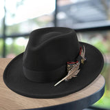 Unisex Classic Fedora Hat – Vintage Panama-Style Felt with Stylish Feather Detail for Summer Events & Jazz Festivals