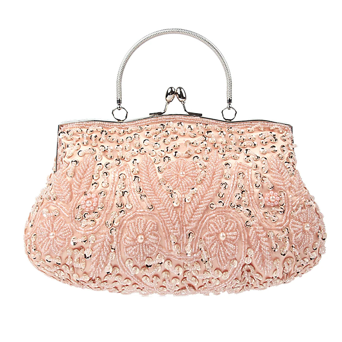Women’s Retro Beaded Embroidered Evening Bag – Bridal Clutch with Chain Strap for Weddings, Parties & Banquets