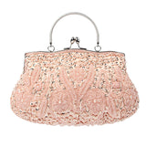 Women’s Retro Beaded Embroidered Evening Bag – Bridal Clutch with Chain Strap for Weddings, Parties & Banquets