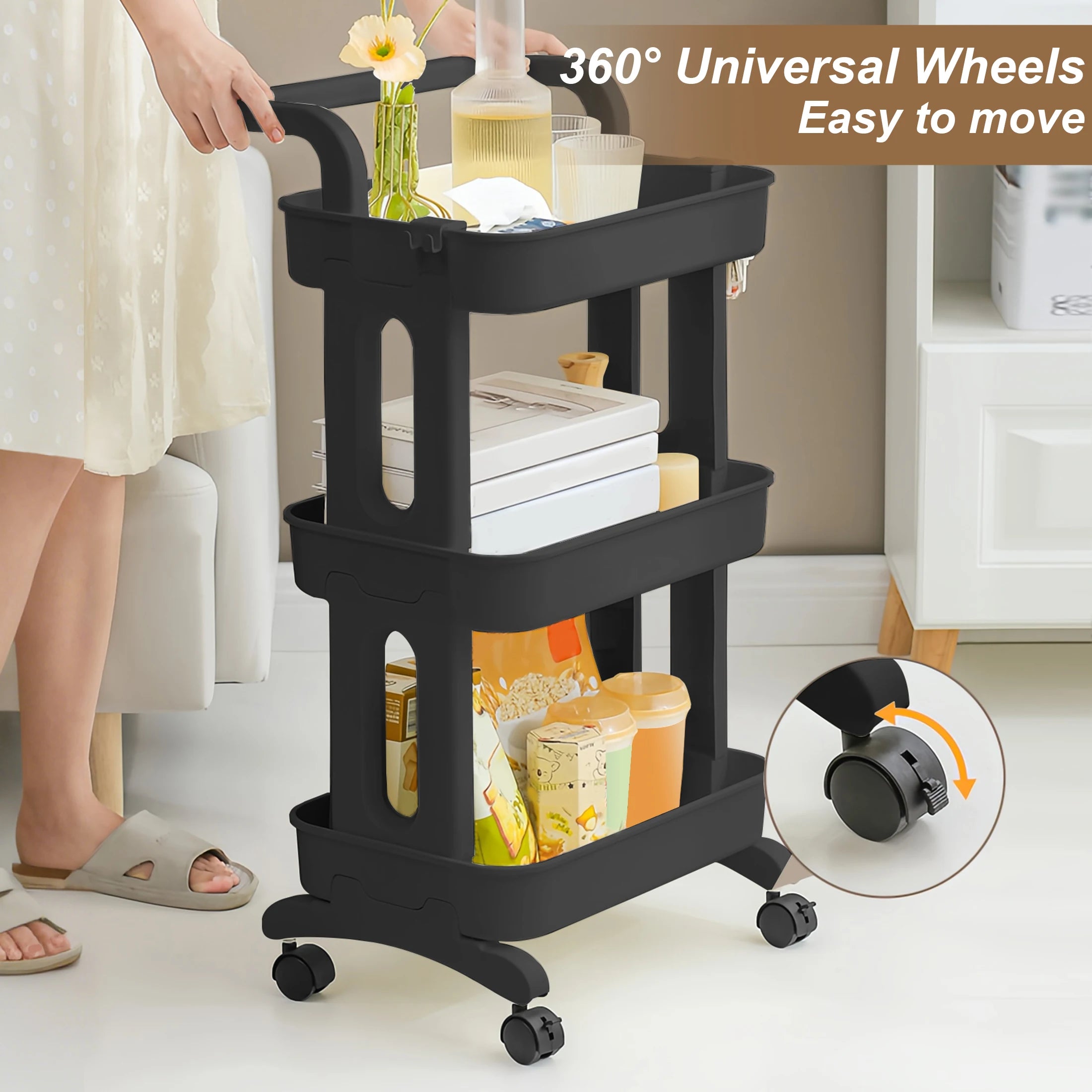 Multi-Layer Rolling Storage Cart with Wheels – Floor-to-Floor Kitchen Bedroom Bathroom Rack