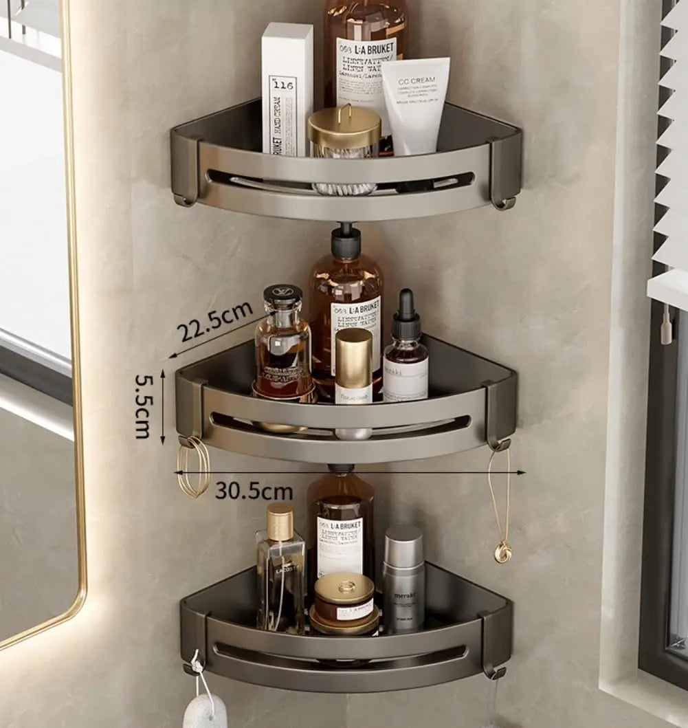Triangle Adhesive Corner Shower Caddy Set (1/2/3 pcs) – No-Drill Wall Mounted Bathroom Shelves