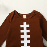 Football-Style Baby Boy & Girl Outfit Set – Long Sleeve Romper, Sweatshirt & Elastic Pants (3 pcs)