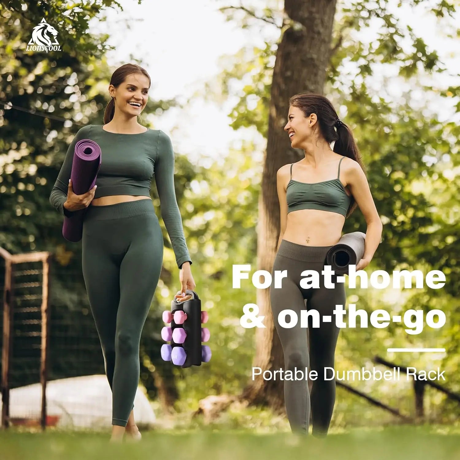 18LB Neoprene-Coated Hex Dumbbell Set (6 PCS + Stand) – Anti-Slip, Anti-Roll Strength Training Weights in Lilac Fantasy