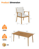7-Piece Seehill Aluminum Patio Dining Set – Outdoor Table & 6 Chairs with Umbrella Hole, Teak Finish