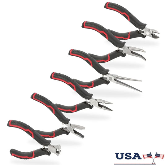 6-Piece Mini Pliers Set – Precision Jewelry & Craft Tools | Durable Soft-Grip Handles for DIY, Beading & Wire Work