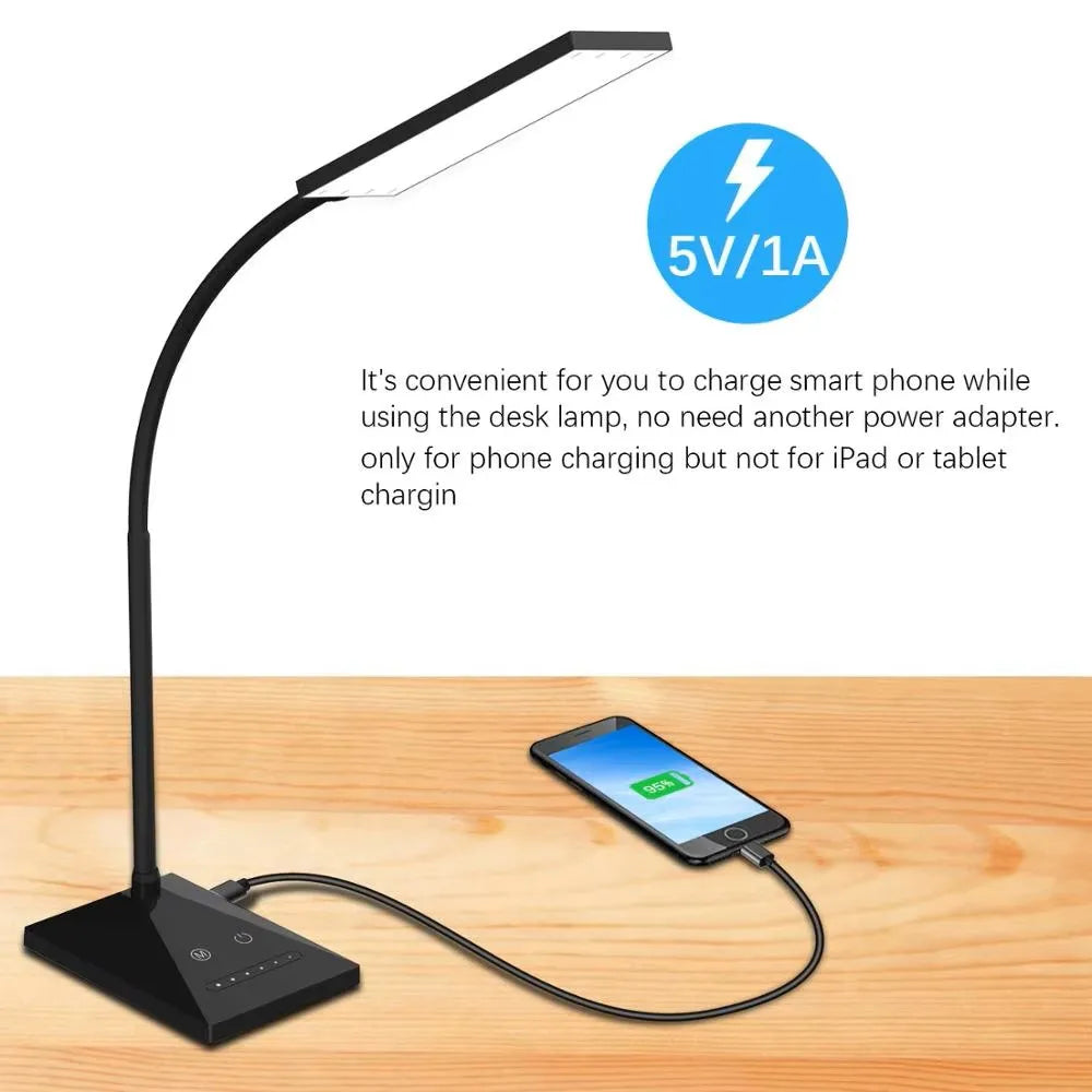 💡 12W LED Desk Lamp with 72 LEDs – Flexible Touch Sensor Reading Light, Dimmable Night Lamp for Home & Office