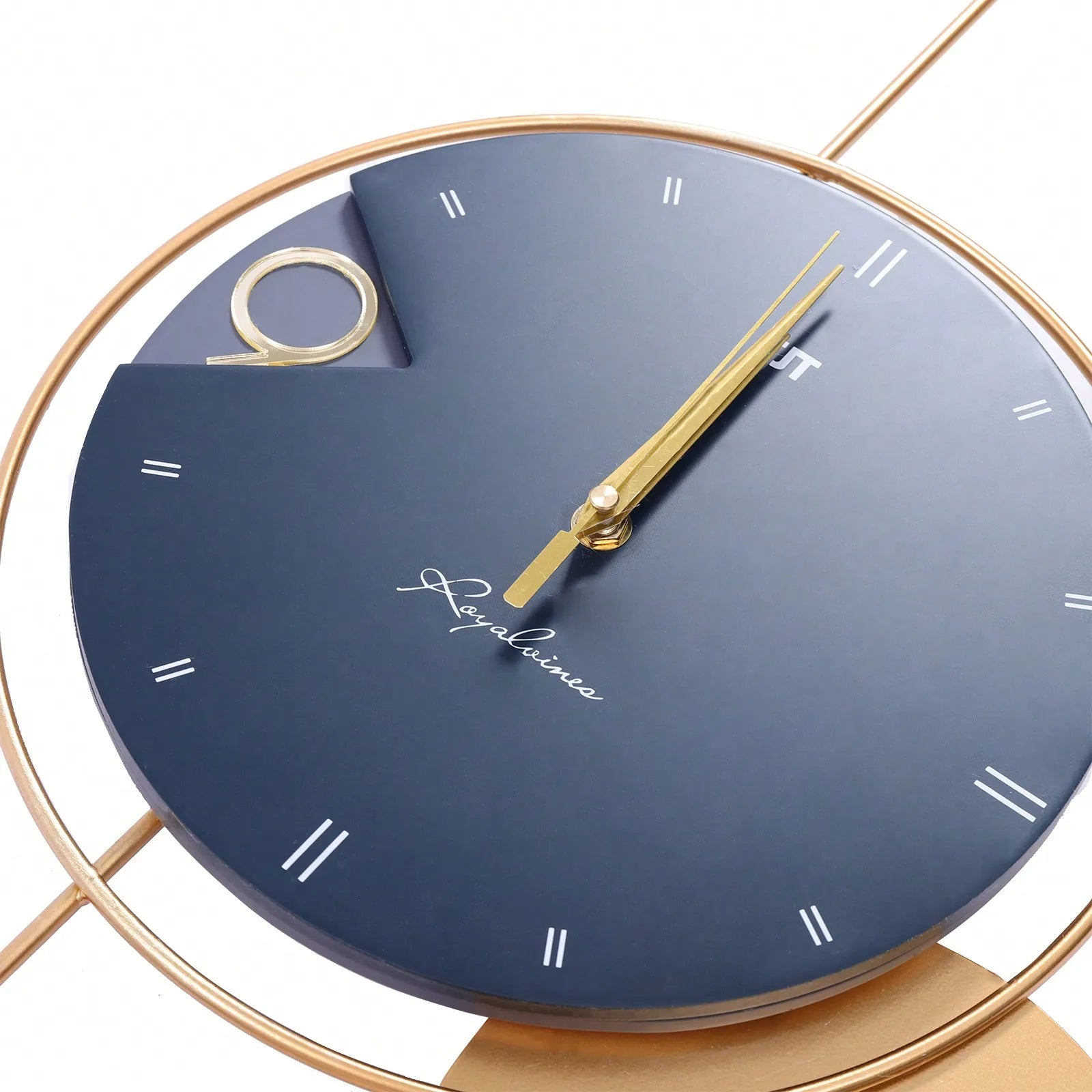 Large Wall Clock Without Drilling – Silent Round Minimalist Clock in Blue & White for Modern Home or Office Décor