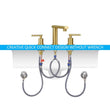 Brushed Gold 3-Hole Low-Arch 8″ Widespread Bathroom Faucet Set with Metal Drain & Supply Lines