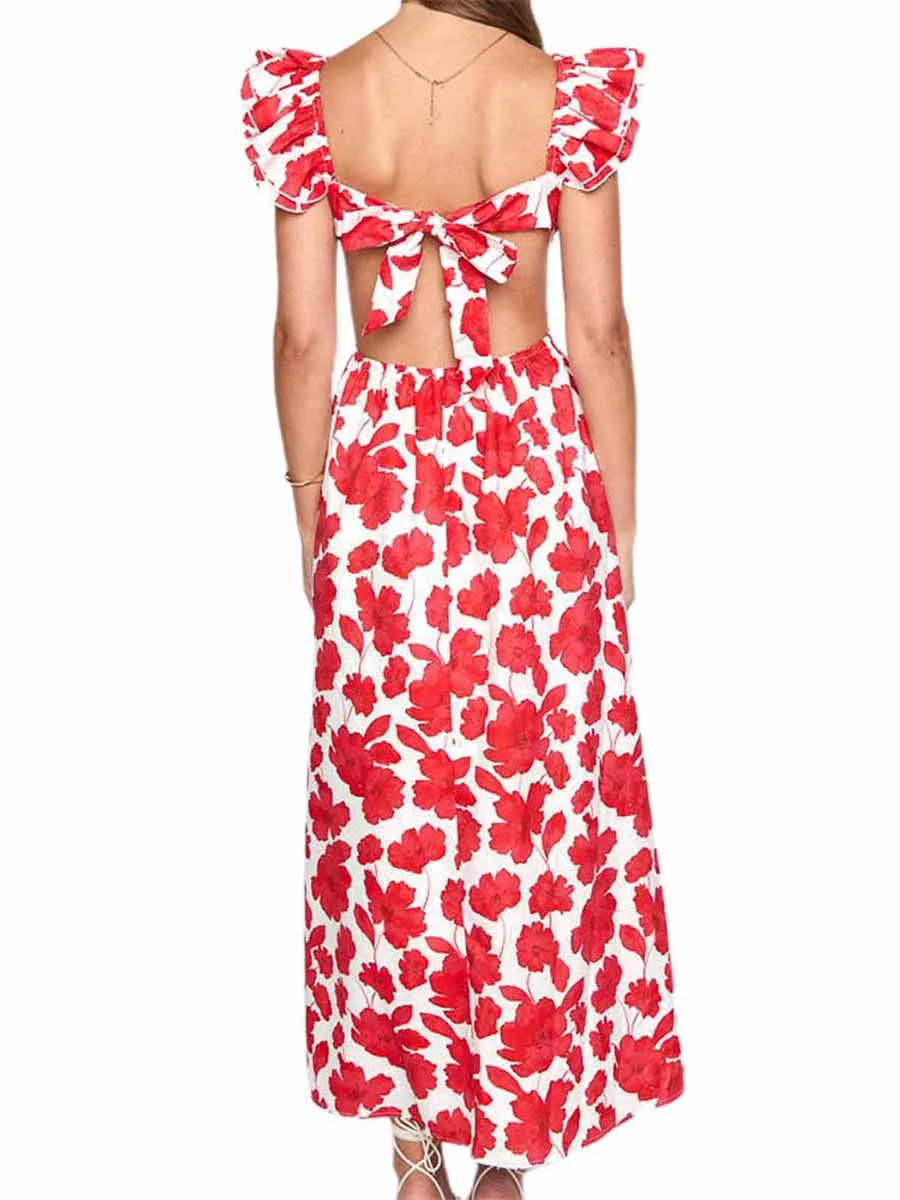 Women’s Off-Shoulder Ruffle Maternity Dress – Empire Waist Knee-Length Summer Pregnancy Outfit with Floral Print