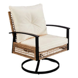 “3-Piece Outdoor Garden Swivel Rocker Patio Chair & Table Set – 360° Rotating Chairs with Side Table (Yellow)”