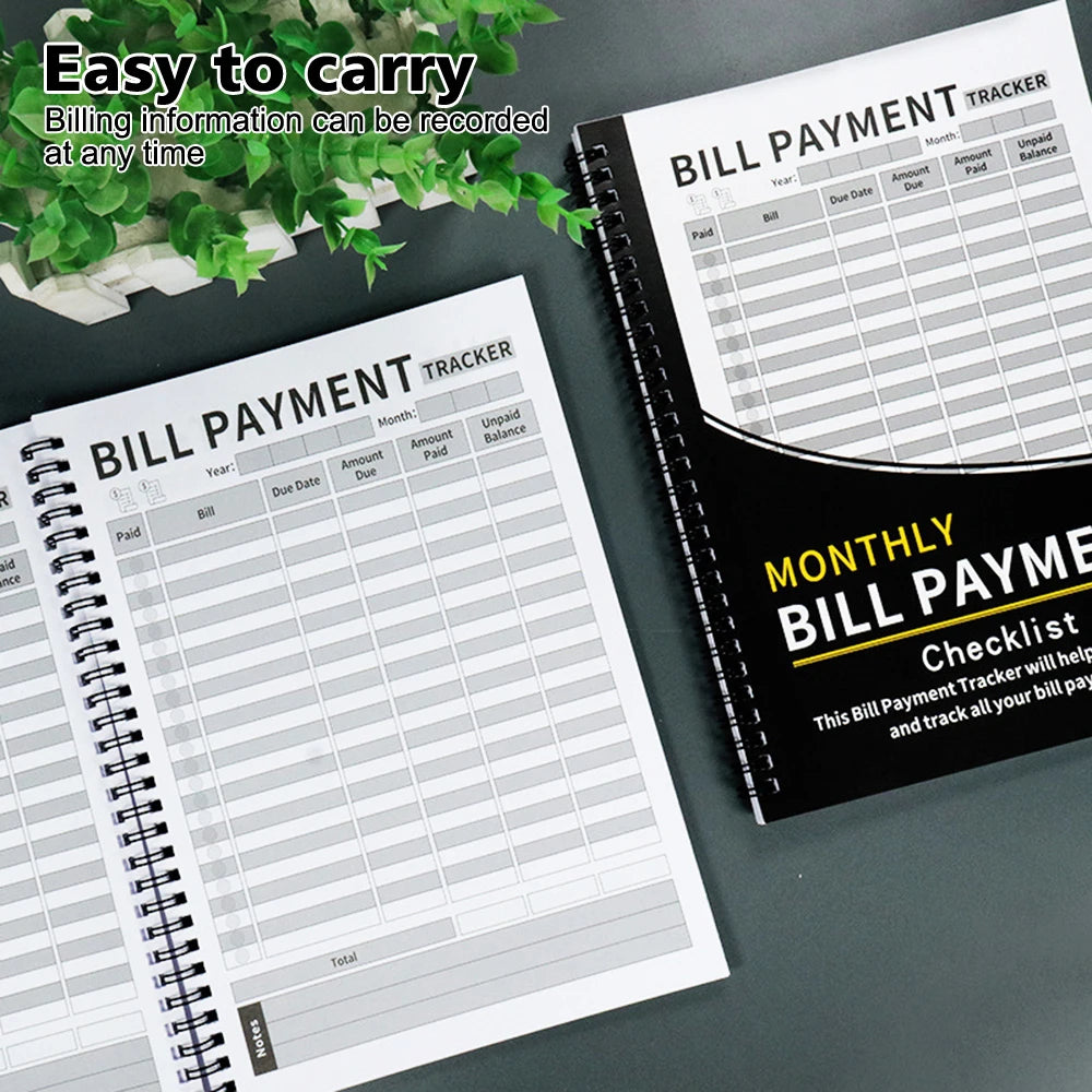 Monthly Bill Payment Book – Portable Checklist Bill Organizer Notebook for Home & Office
