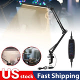 💡 LED Desk Lamp with Clamp – 10W Swing Arm Dimmable Light with 10 Brightness Levels & 3 Lighting Modes, Eye-Caring