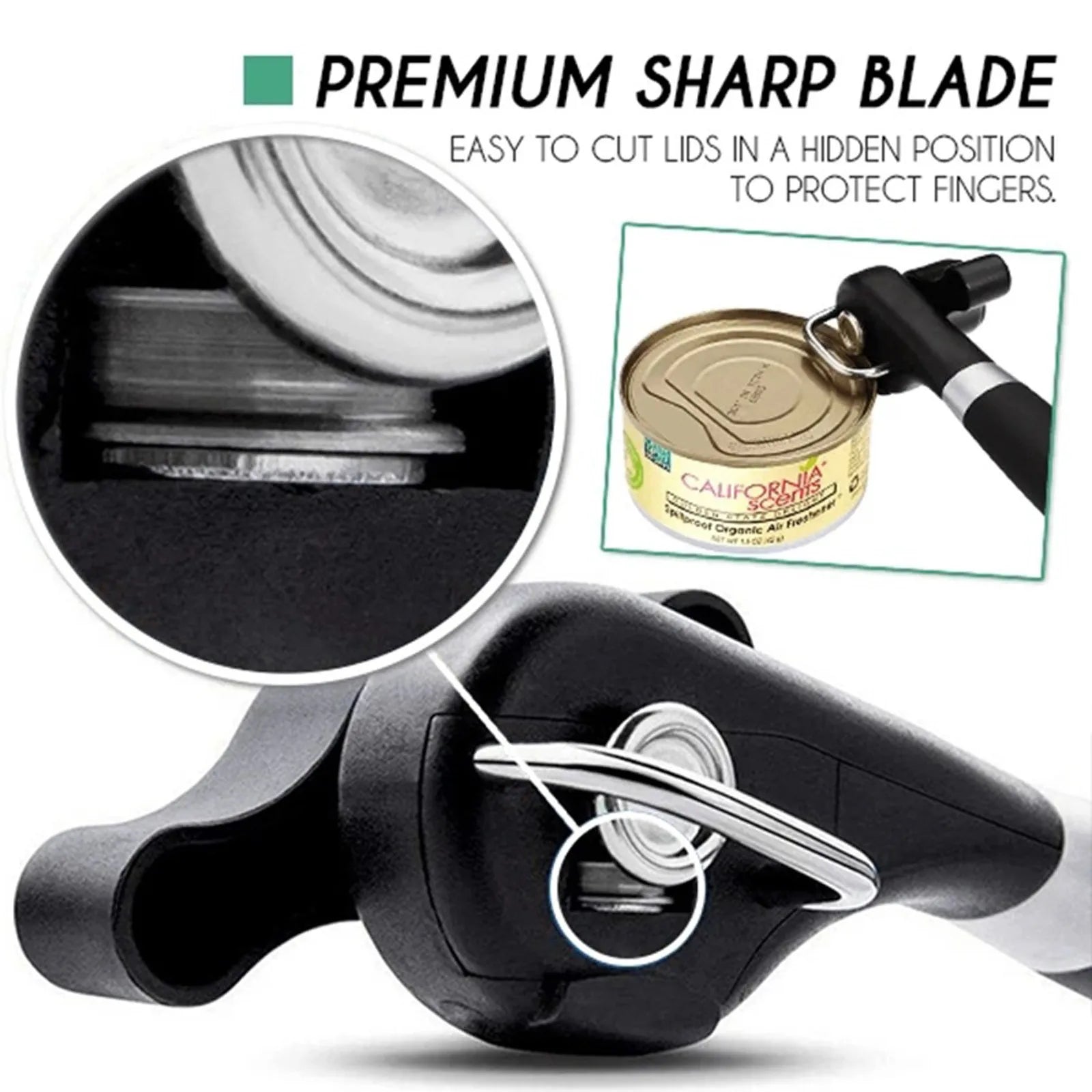 Multifunctional Handheld Stainless Steel Can Opener – Safe Side-Cut, Smooth Edge Kitchen Tool
