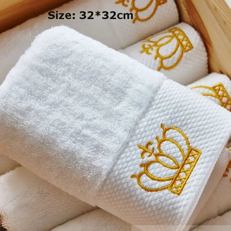 Embroidered Crown White Bath Towel – 100% Cotton Luxury Hotel Style