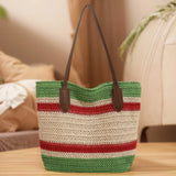 Straw Shoulder Bag for Women – Large Capacity Summer Beach Handbag with Zipper & Crossbody Strap 🏖️👜