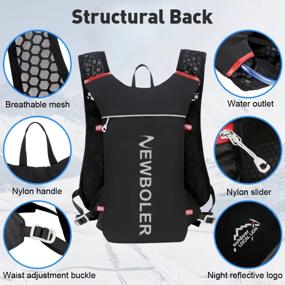 5L ultra-light running hydration backpack – trail running vest pack with 500ml flasks & 2L water bladder for marathon & biking