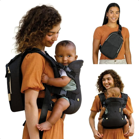 Flip 4-in-1 Convertible Baby Carrier & Crossbody Diaper Bag – Adjustable Ergonomic Babywearing Essential for Newborns