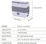 2-Layer 2-L Electric Lunch Box – Portable Self-Cooking Food Warmer Bento Container