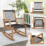 Acacia Wood Rocking Bistro Set – 3-Piece Outdoor Patio Conversation Set with Coffee Table | All-Weather Wooden Rocking Chairs