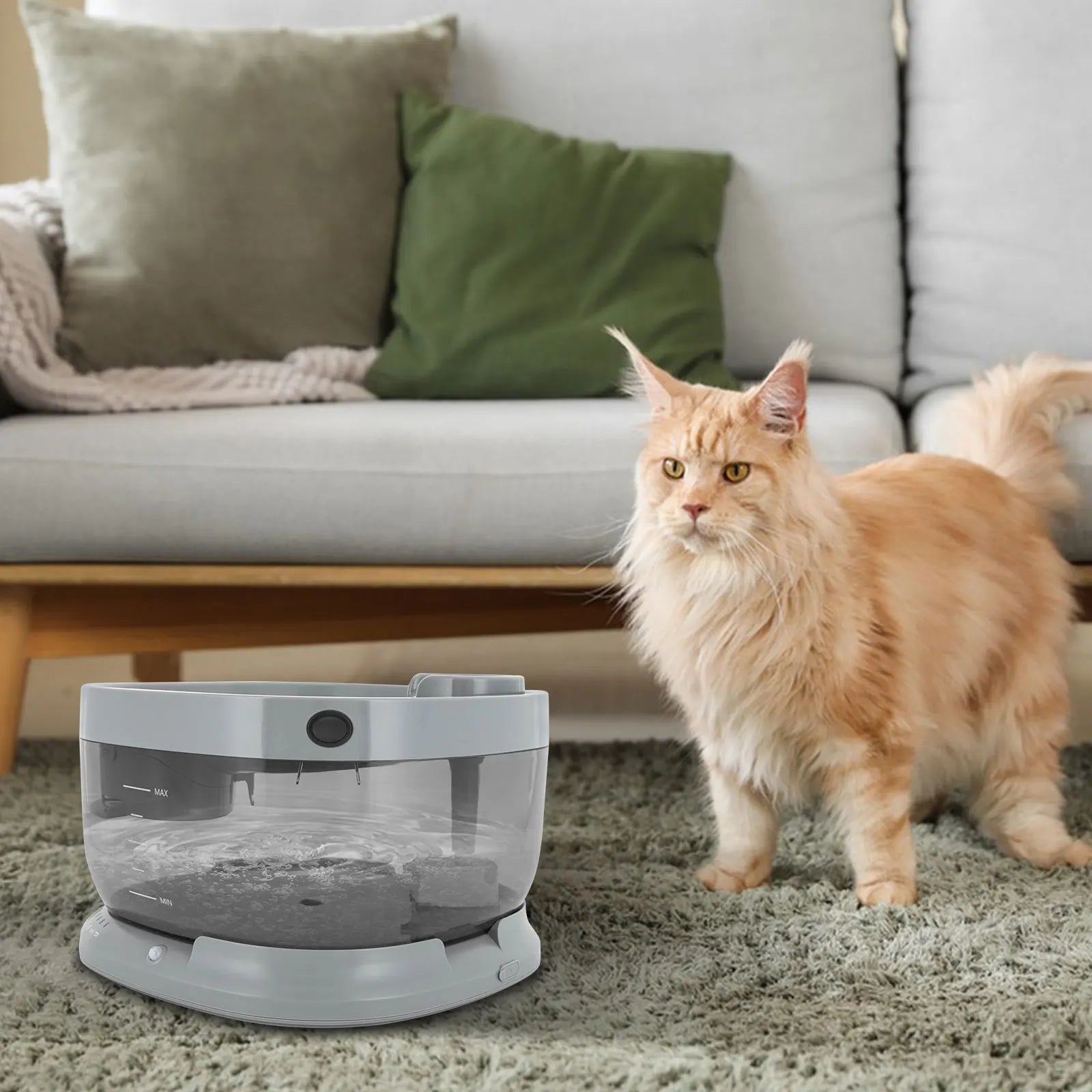 1.85Gal Cat Water Fountain – 5000mAh Rechargeable Low Noise Pet Drinking Fountain for Cats & Dogs