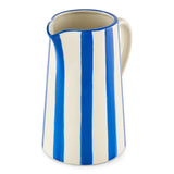 Handcrafted Ceramic Blue Stripe Pitcher Vase – Elegant Decorative Jug for Fresh & Artificial Flower Arrangements | Mediterranean Home Décor