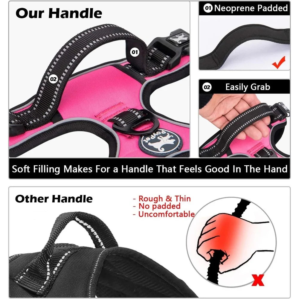 Escape-Proof Dog Harness with Reflective Leash – No-Pull Adjustable Soft Padded Vest for Outdoor Training