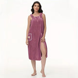 Luxurious Daisy Pattern Bath Towel Robe – Super Soft Wearable Absorbent Wrap with Pocket | Elegant Non-Shedding Bathroom Towel