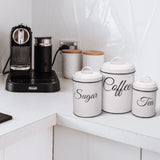 3-Piece Airtight White Vintage Kitchen Canister Set – Countertop Storage for Coffee, Tea & Sugar