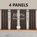 Foil-Printed Thermal Insulated Blackout Curtains – Grommet Top, Room Darkening for Bedroom (Set of 4)