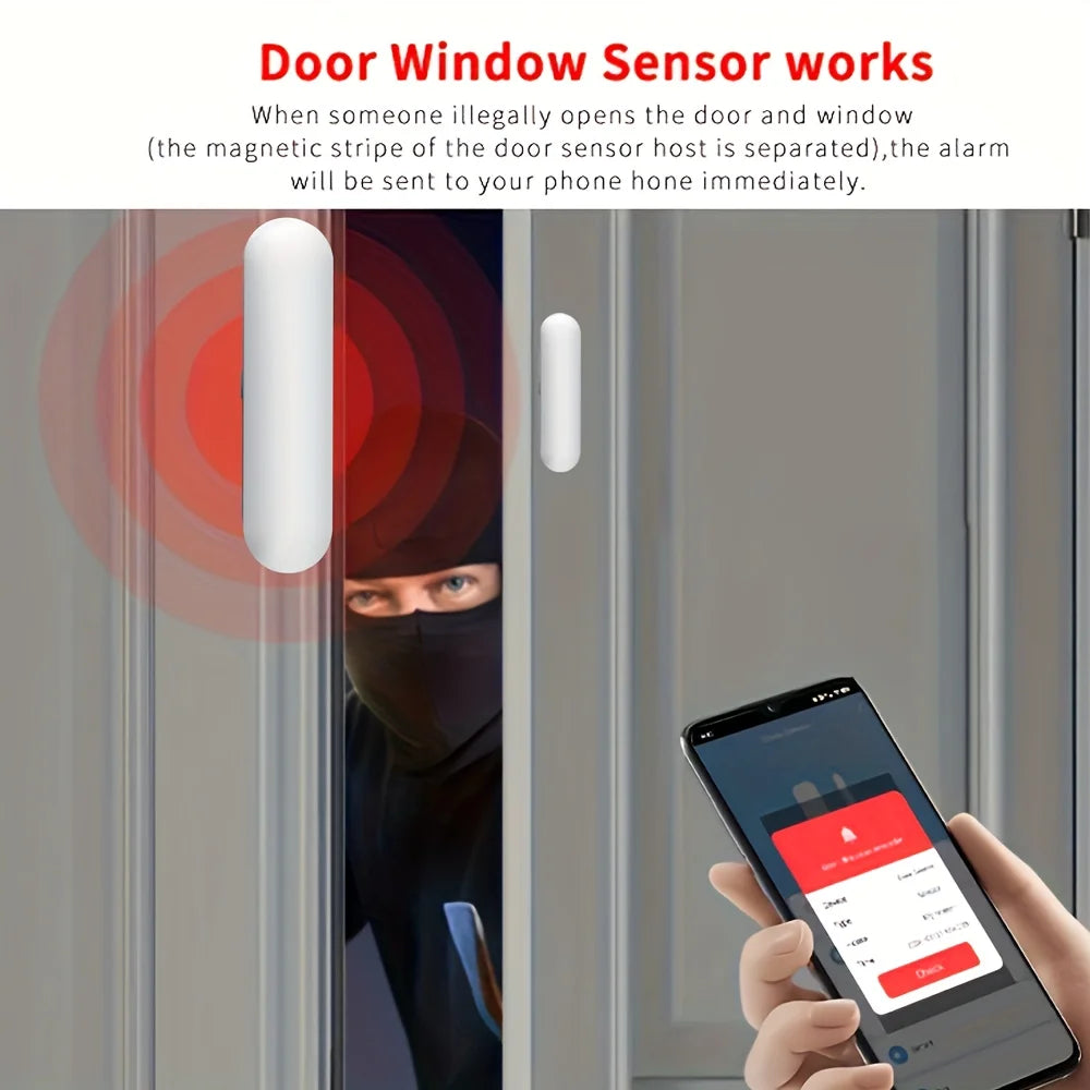 🚪 Tuya Wi-Fi Smart Door Sensor – Open/Close Detector with Smart Life App Control & Home Security Alarm System
