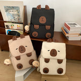Kawaii Capybara Backpack for Women – Adjustable Strap School & Travel Bookbag with Zipper Closure