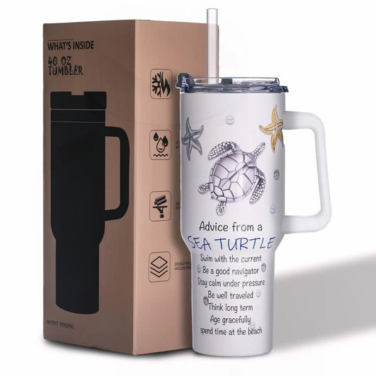 Sea Turtle 40 oz Stainless Steel Insulated Tumbler – Wide Mouth, Splash-Resistant Lid & Eco Friendly Gift for Her