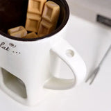 Ceramic Chocolate Fondue Mug Set 130 ml – Personal Melt Hot Pot Cup for Cheese, Butter & Desserts