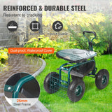VEVOR Garden Cart Rolling Work-Seat with Wheels – 360° Swivel Gardening Scooter & Tool Wagon