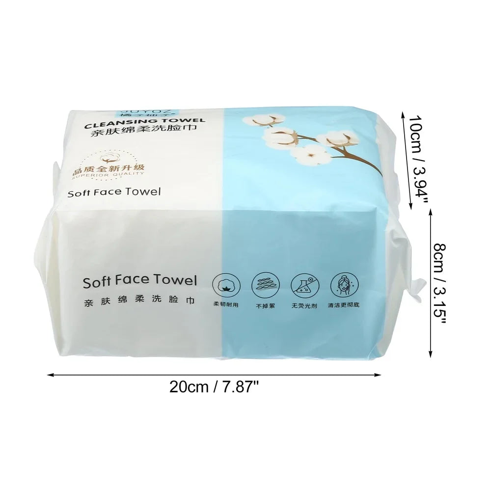 60 Pcs Disposable Cotton Face Towels – Soft Wet & Dry Facial Wipes for Makeup Removal and Daily Cleansing