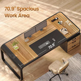 🖥️ 70.9" Executive Office Desk – Computer Desk with Drawers, File Cabinet, Removable Shelves & Power Outlet