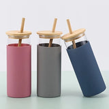 16oz Glass Water Bottle with Bamboo Lid & Straw – Silicone Sleeve, Stylish Reusable Hydration 💧🌿