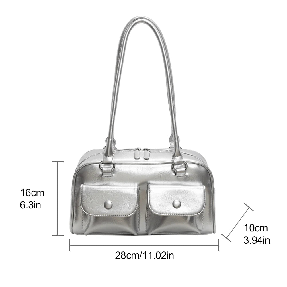 Retro Y2K Under-Arm PU Leather Bag for Women – Multi-Pocket Shoulder Tote & Casual Designer Satchel