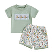 Duck Embroidered Short-Sleeve T-Shirt & Elastic Waist Shorts 2-Piece Set for Toddler Boys (Ages 3-7)