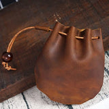 Mini Leather Drawstring Coin Purse – Unisex Coin Organizer & Change Holder Pouch for Men & Women