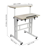 60 cm Adjustable Computer Standing Desk with Casters – Portable Sit-Stand Laptop Workstation