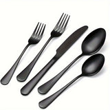 60-Piece Stainless Steel Flatware Set – Black Mirror-Polished Cutlery for Service of 12